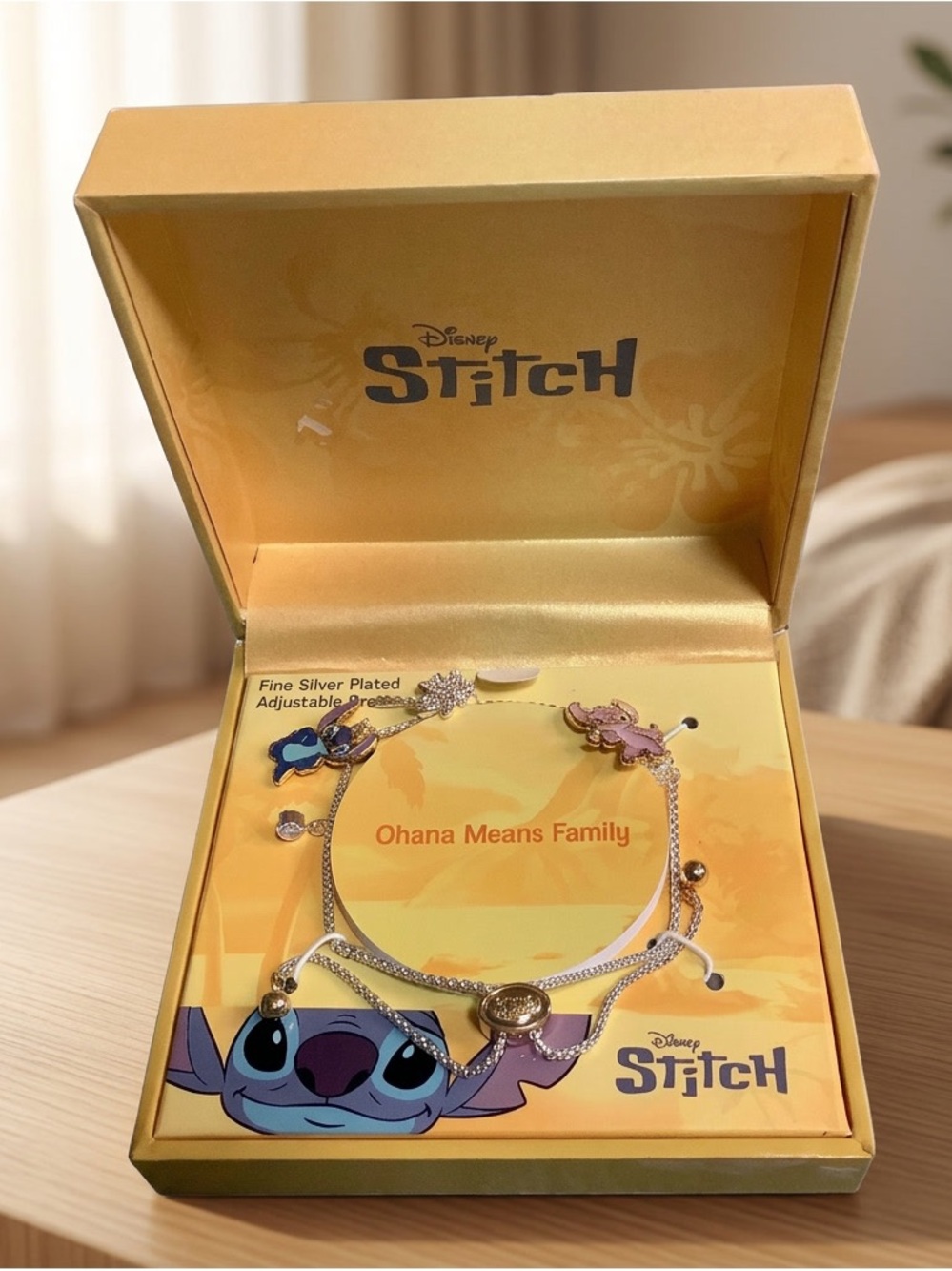 La-Rock Los Angeles Disney Stitch “Ohana” Fine Silver-Plated Bracelet 7” +1.5”